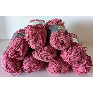 Lot Of 9 Patons Super Chenille Yarn Shade 2457 Rose 50 g. 100% Cotton Made In UK